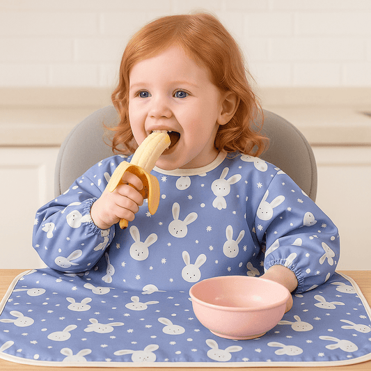 Bavoir manche longue | one - piece - three - purpose dining plate - NaylaBebe